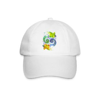 Farbenfrohes Yin-Yang-Chamäleon – Harmonie - Baseballkappe - Weiß/Weiß - Vorne