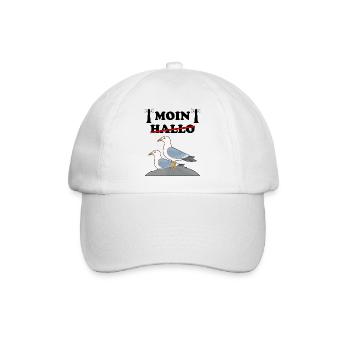 Moin Norddeutsch Möwen Lustig Spruch Möwe Geschenk - Baseballkappe - Weiß/Weiß - Vorne
