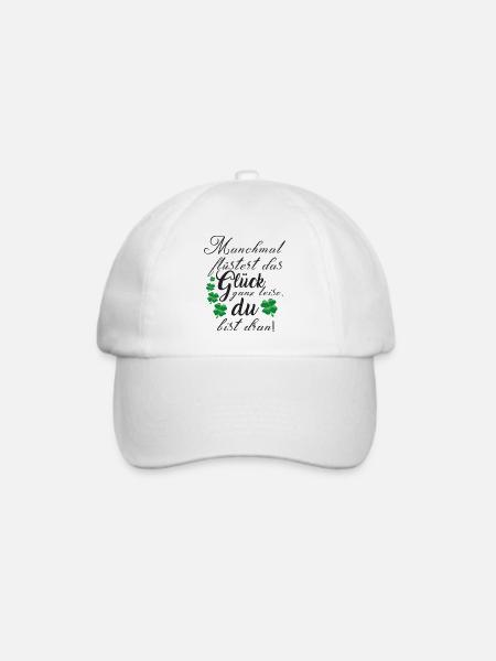 Spruch Glück Motivation Kleeblatt Geschenk - Baseballkappe - Weiß/Weiß