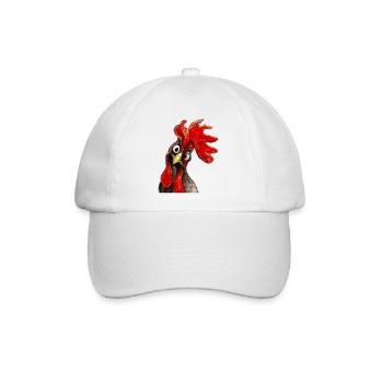 verrückter Hahn / Gockel - Baseballkappe - Weiß/Weiß - Vorne