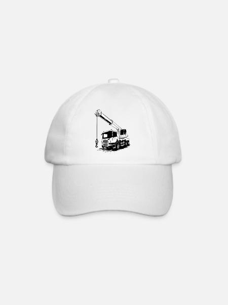 Kranauto - Kran - Kran LKW - Kran Truck - Baseballkappe - Weiß/Weiß