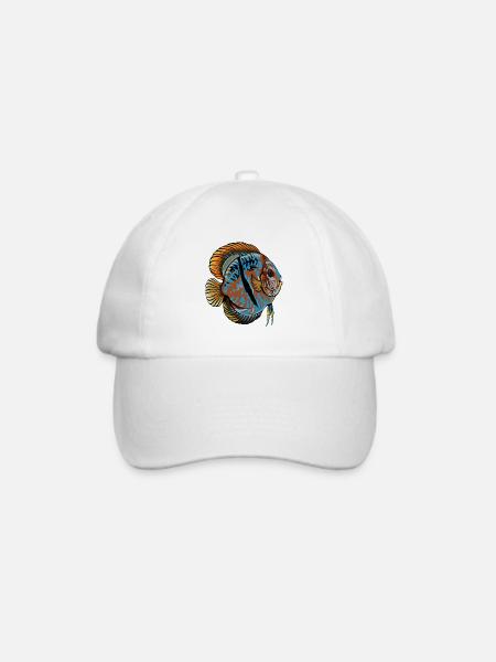 Diskusfisch Diskus Aquarianer Geschenk Aquarium - Baseballkappe - Weiß/Weiß