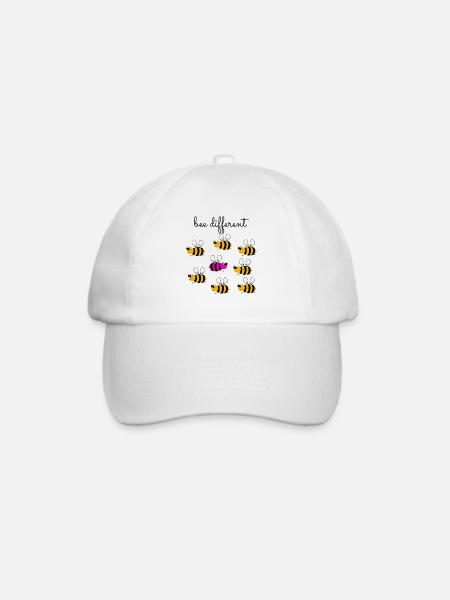 bee different - sei anders - sei du selbst - Biene - Baseballkappe - Weiß/Weiß