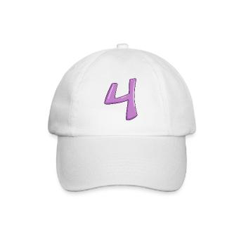 Nummer 4 Zahl Ziffer - Baseballkappe - Weiß/Weiß - Vorne