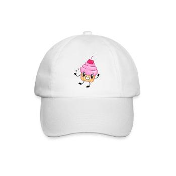 Cupcake Muffin Comicfigur Musik - Baseballkappe - Weiß/Weiß - Vorne
