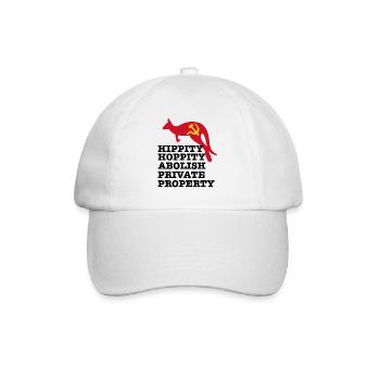 lustiger Spruch mit Känguruh für alle Kommunisten - Baseballkappe - Weiß/Weiß - Vorne