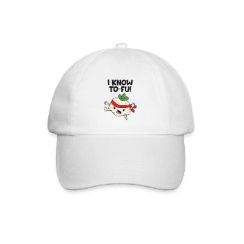 Funny Tofu Vegan I Know Tofu - Baseballkappe - Weiß/Weiß - Vorne