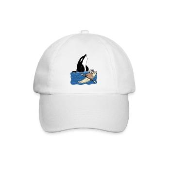 Eskimo Kind mit Kayak und Orca - Baseballkappe - Weiß/Weiß - Vorne