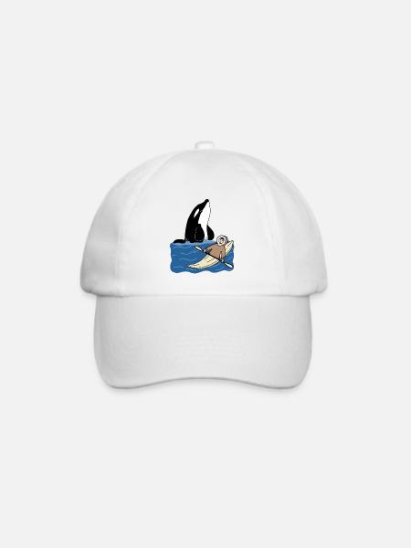 Eskimo Kind mit Kayak und Orca - Baseballkappe - Weiß/Weiß