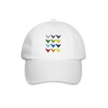Neon Pop Art Retro Hühner Hahn Vogel Geschenkidee - Baseballkappe - Weiß/Weiß - Vorne