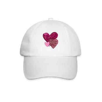 Hübsche rosa Herzen - Baseballkappe - Weiß/Weiß - Vorne