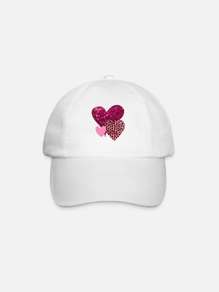 Hübsche rosa Herzen - Baseballkappe - Weiß/Weiß