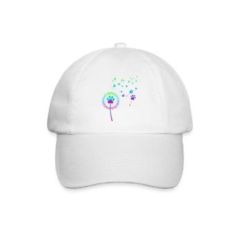 Hunde Design mit “ Pusteblume “ Hunde Motiv - Baseballkappe - Weiß/Weiß - Vorne