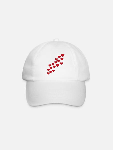 Herzen Kette - Baseballkappe - Weiß/Weiß