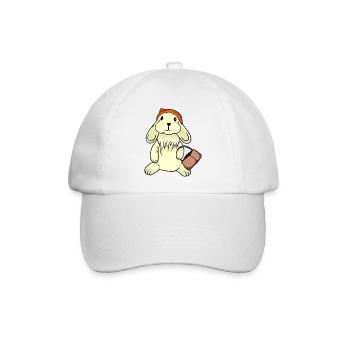 Hase mit Mütze und Korb - Baseballkappe - Weiß/Weiß - Vorne