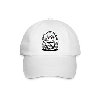 Viel Glück Ramen - maneki neko - Baseballkappe - Weiß/Weiß - Vorne
