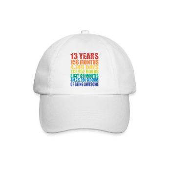 13. Geburtstagsgeschenk, Jungen Mädchen Teens, 13 Jahre alt - Baseballkappe - Weiß/Weiß - Vorne