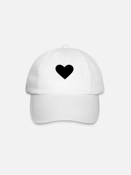 Schwarzes Herz - Baseballkappe - Weiß/Weiß