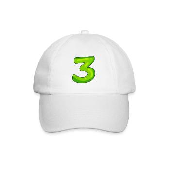 Ziffer 3 Grün - Baseballkappe - Weiß/Weiß - Vorne