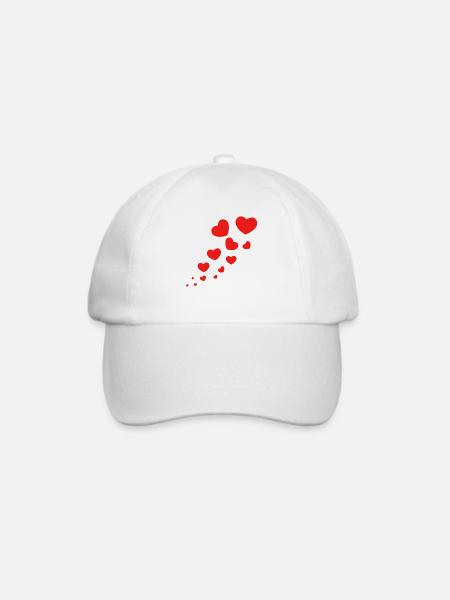 Rote Herzen - Baseballkappe - Weiß/Weiß