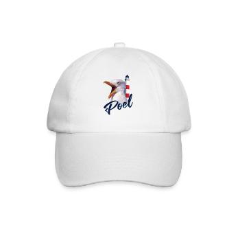 Insel Poel - Leuchtturm Möwe - Souvenir Geschenk - Baseballkappe - Weiß/Weiß - Vorne