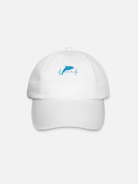 Delfin Delphin Dolphin Herzschlag Linie Geschenk - Baseballkappe - Weiß/Weiß