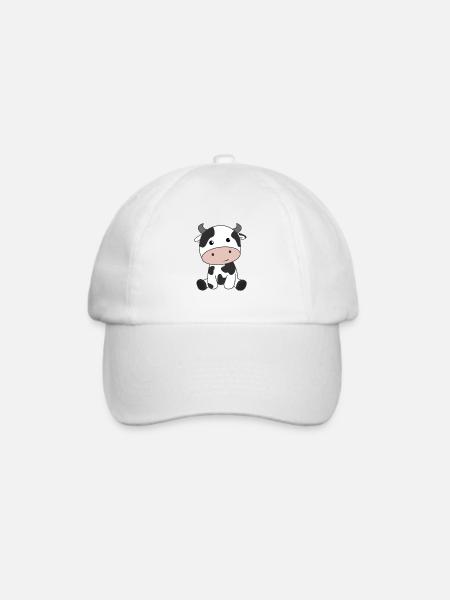 Kuh Kalb Baby Kühe Kuhflecken süße Tiere - Baseballkappe - Weiß/Weiß