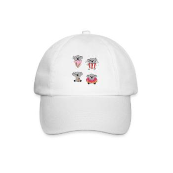Koala mit Süßigkeiten Kawaii Koalas mit Essen - Baseballkappe - Weiß/Weiß - Vorne