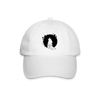 Wolf Herren Silhouette Tiermotiv Owo Germanen - Baseballkappe - Weiß/Weiß - Vorne