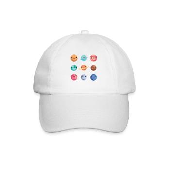 Solar System - Cute Planets - Planet - Galaxy - Baseballkappe - Weiß/Weiß - Vorne