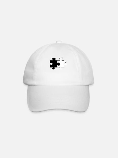 Puzzle Schwarz Weiß - Baseballkappe - Weiß/Weiß