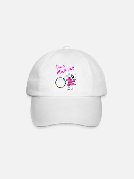 Ich bin ein Hulahoop Girl - weißes Pudelmädchen - Baseballkappe - Weiß/Weiß