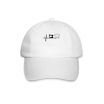 Nähen Geschenk Näherin Nähmaschine Herzschlag - Baseballkappe - Weiß/Weiß - Vorne