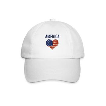 Amerika Herz - Baseballkappe - Weiß/Weiß - Vorne