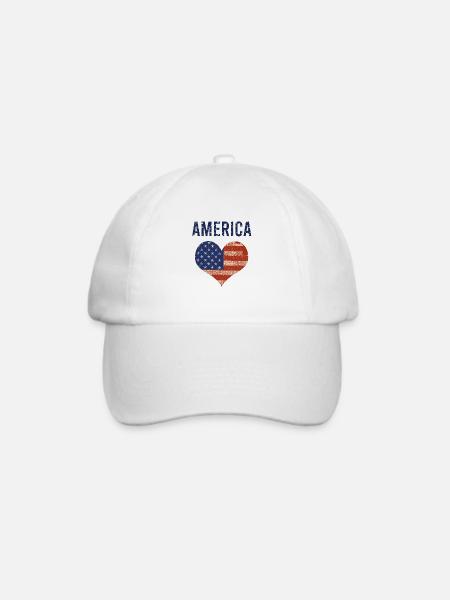 Amerika Herz - Baseballkappe - Weiß/Weiß