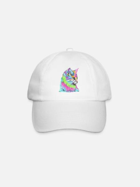 Katze bunt - Baseballkappe - Weiß/Weiß