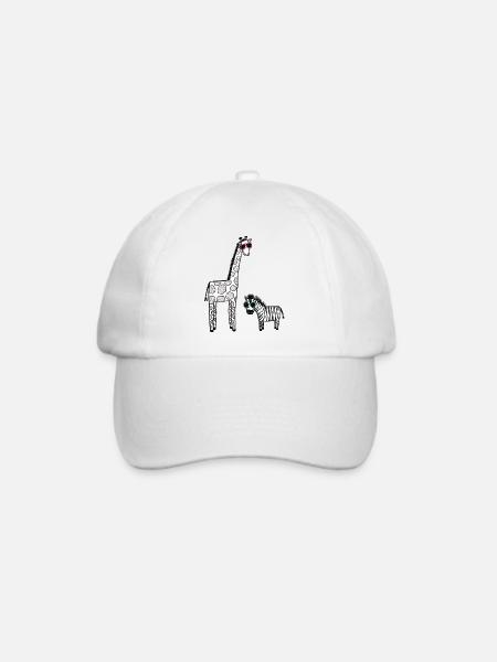 Giraffe und Zebra mit Sonnenbrille - Baseballkappe - Weiß/Weiß