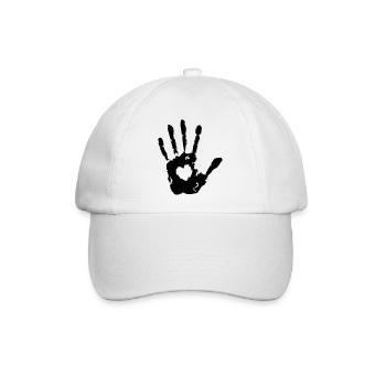 Stopp Hand links Herz Abdruck Print - Baseballkappe - Weiß/Weiß - Vorne