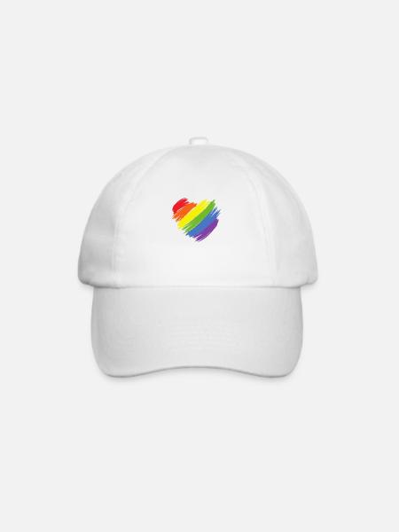 Regenbogen Herz LGBT CSD Love - Baseballkappe - Weiß/Weiß