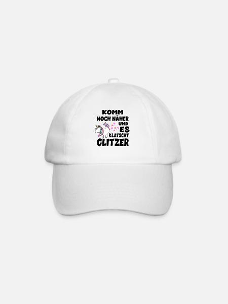 Komm Noch Näher Und Es Klatscht Glitzer - Einhorn - Baseballkappe - Weiß/Weiß