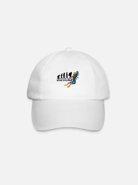 Tauchen Evolution Taucher Taucherin Tauchlehrer - Baseballkappe - Weiß/Weiß