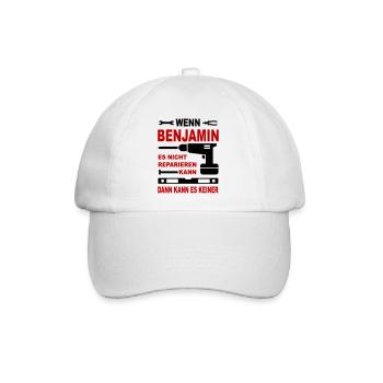 Name Geschenk Namenstag BENJAMIN - Baseballkappe - Weiß/Weiß - Vorne
