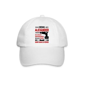 Name Geschenk Namenstag ALEXANDER - Baseballkappe - Weiß/Weiß - Vorne