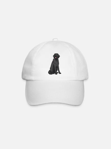 Flat Coated Retriever Hund - Baseballkappe - Weiß/Weiß