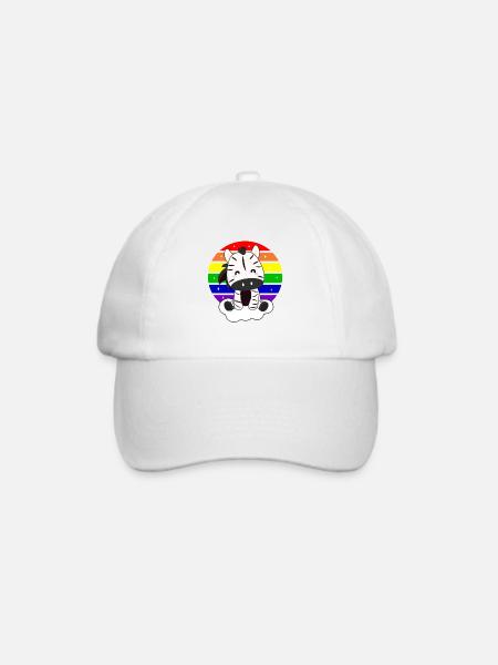 Zebra auf Regenbogen Wolke magische Tiere - Baseballkappe - Weiß/Weiß