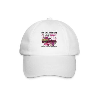 In October I Wear Pink Breast Cancer Awareness - Baseballkappe - Weiß/Weiß - Vorne