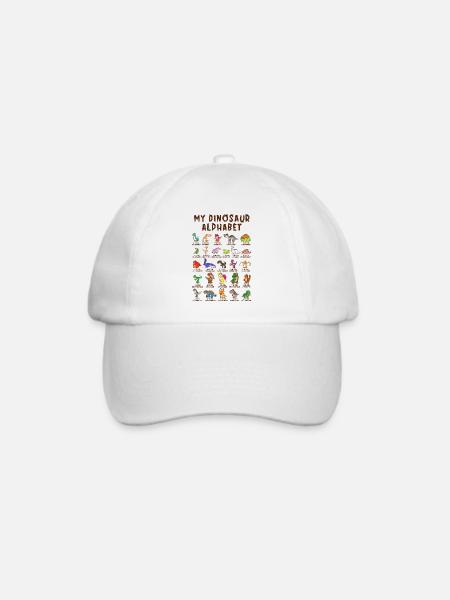 Dinosaurier Alphabet Lernen Abezear Geschenk - Baseballkappe - Weiß/Weiß