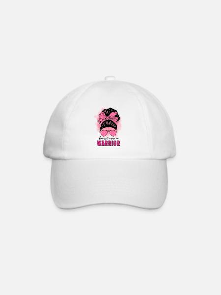 Breast Cancer Warrior Messy Bun - Baseballkappe - Weiß/Weiß