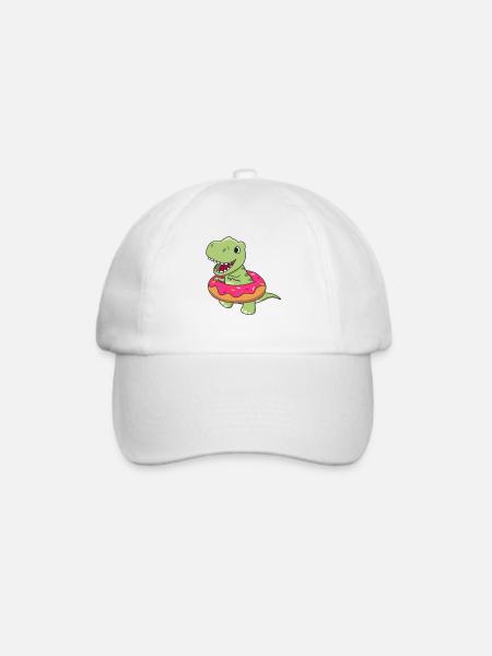 Süßer Dino T-Rex lustige Tiere in Donut pink - Baseballkappe - Weiß/Weiß