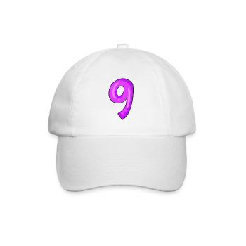 Nummer 9 - Baseballkappe - Weiß/Weiß - Vorne